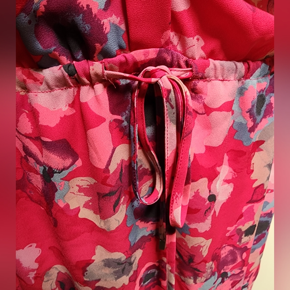 NWT Jasmine & Juliana Chiffon Pink Gray Floral Watercolor Dress Women's Size 6 - Picture 4 of 14